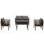 Ensemble de conversation modulaire d'extérieur 5 pièces Courtyard avec osier en polyéthylène résistant aux intempéries et cadre robuste-115694805