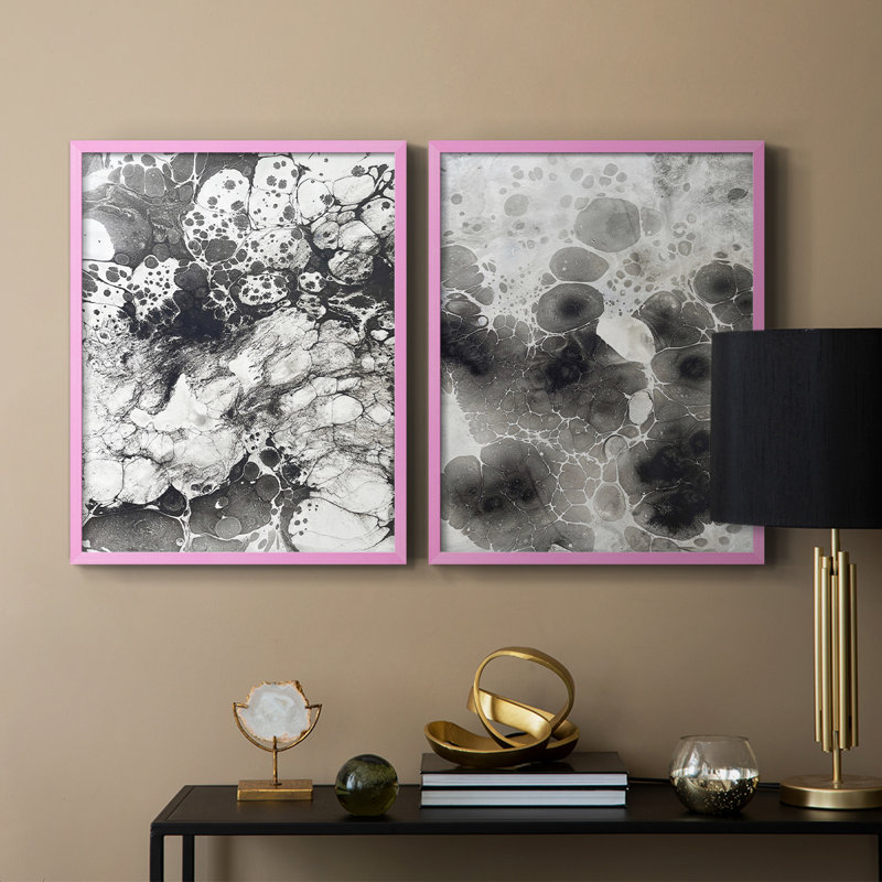 Reproduction encadrée de qualité supérieure Marble IX - prête à être accrochée - aucun clou requis, Rose, H 21 po x l 34 po