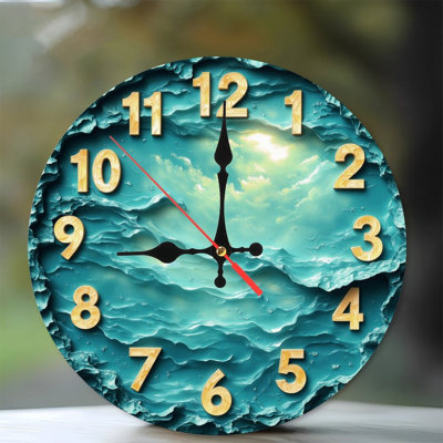 Clock Numbers Wavy Ocean Glow