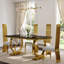 Ensemble de salle à manger 5 pièces noir et or 70 po avec 4 chaises hautes blanches bouclées-1369069943-1369069946