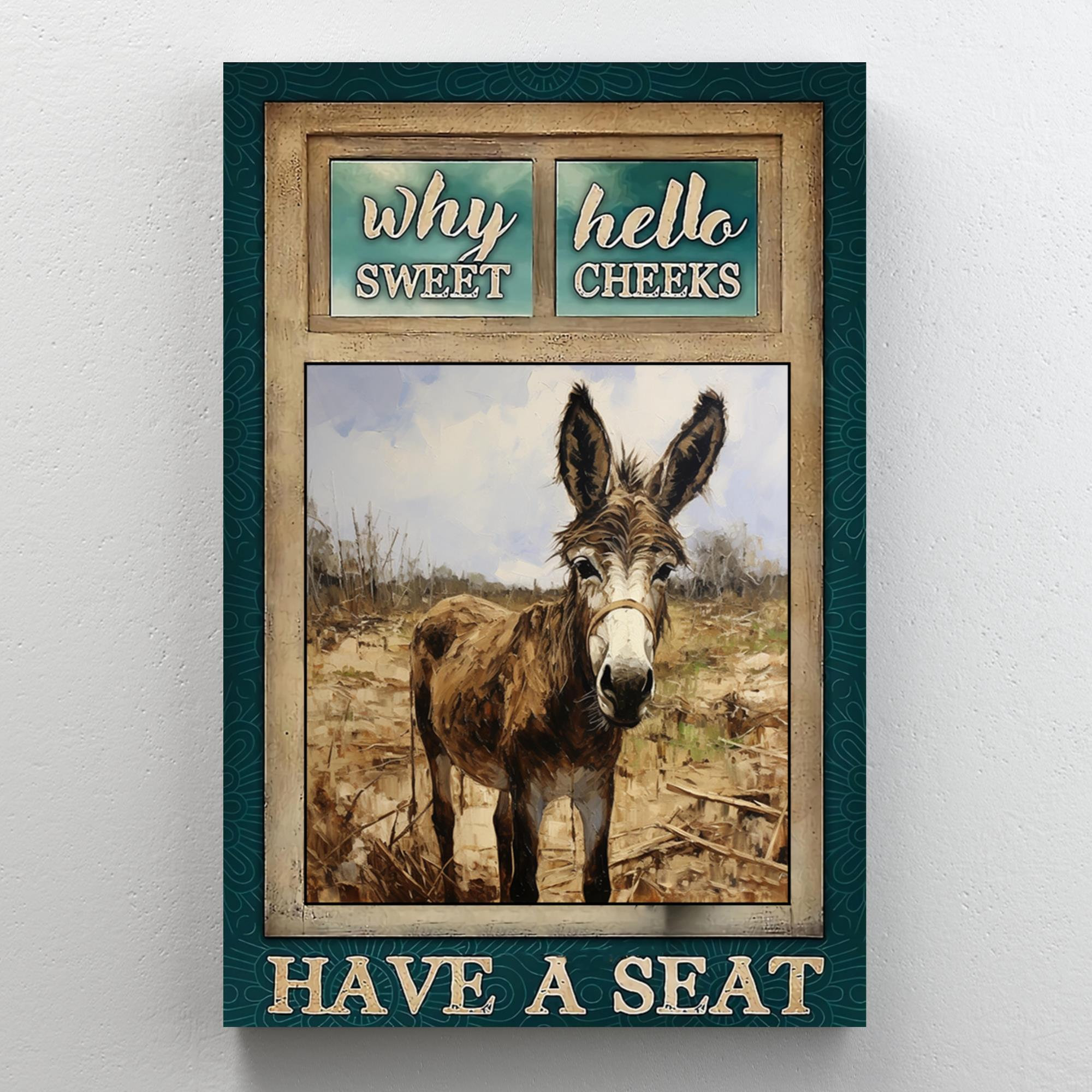 Poster In Metallo 'Why Hello Sweet Cheeks' – 30x40 Cm, Asino Divertente Per Innamorati