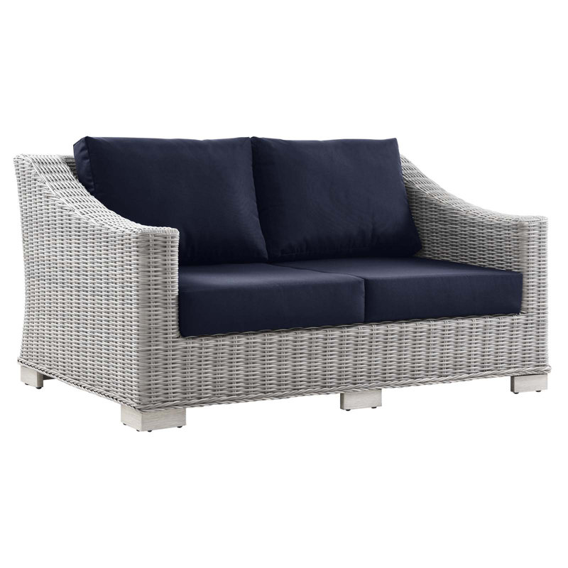 Causeuse d'extérieur en rotin Modway Conway, Bleu marine