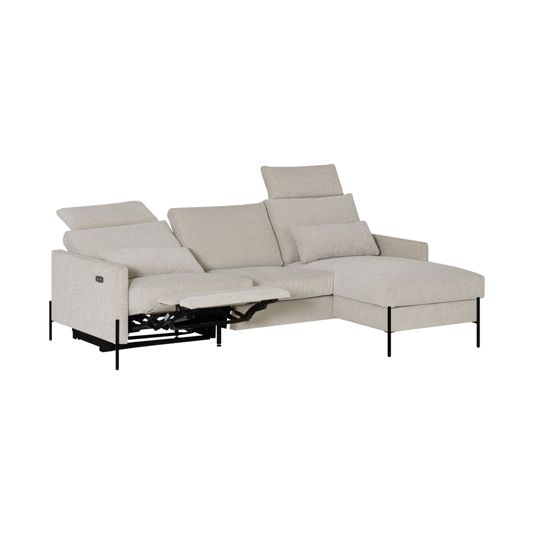 Ecksofa Laura Elektrische Relax-Funktion mit USB-Anschluss