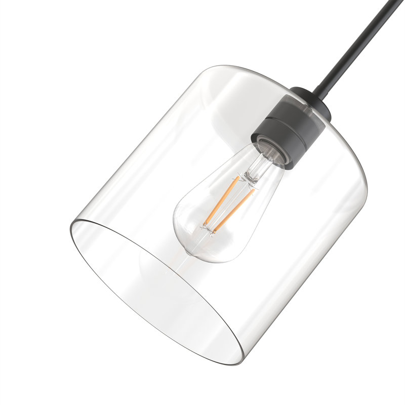 7.9'' Wide Single Clear Glass Shade Kitchen Island Pendant Lighting, Clear Glass, Matte Black