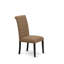 L'ensemble de table de salle à manger 3 pièces comprend une table de salle à manger ronde avec piédestal et 2 chaises rembourrées en tissu de lin sable noir-109972873-109972872