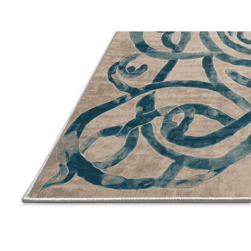 Tapis beige soyeux et moelleux, Tapis de couloir 2 pi x 5 pi