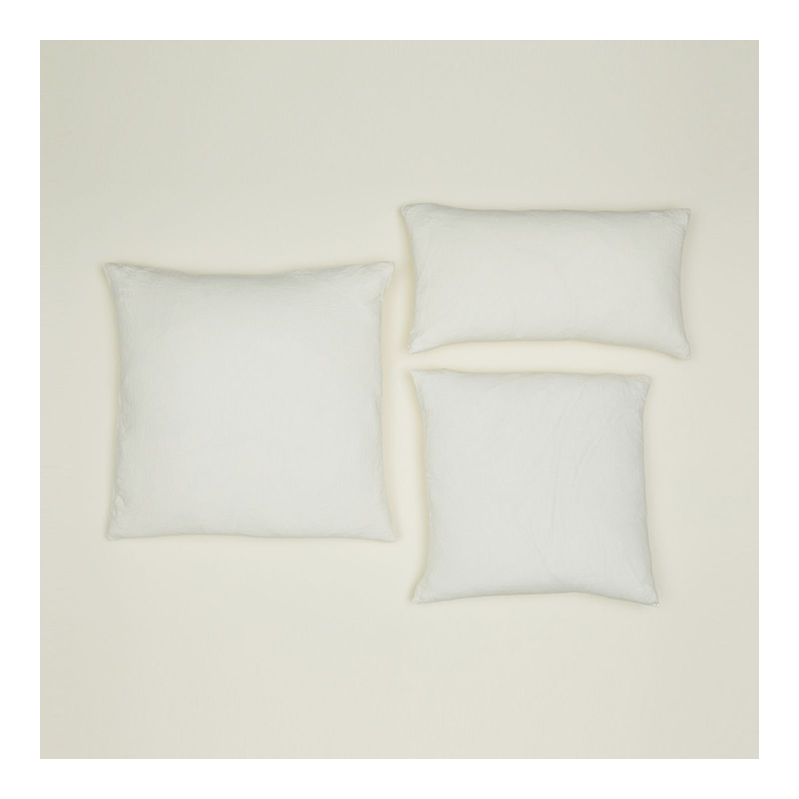 Simple Embroidered Linen Throw Pillow, Ivory, Square 22"