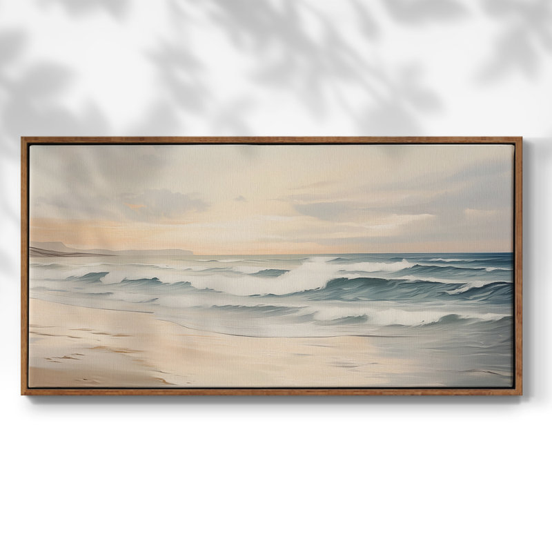 Série nautique - Lxxxv - Toile tendue avec châssis encadré - Prêt à accrocher, H 21 po x l 41 po, Noyer