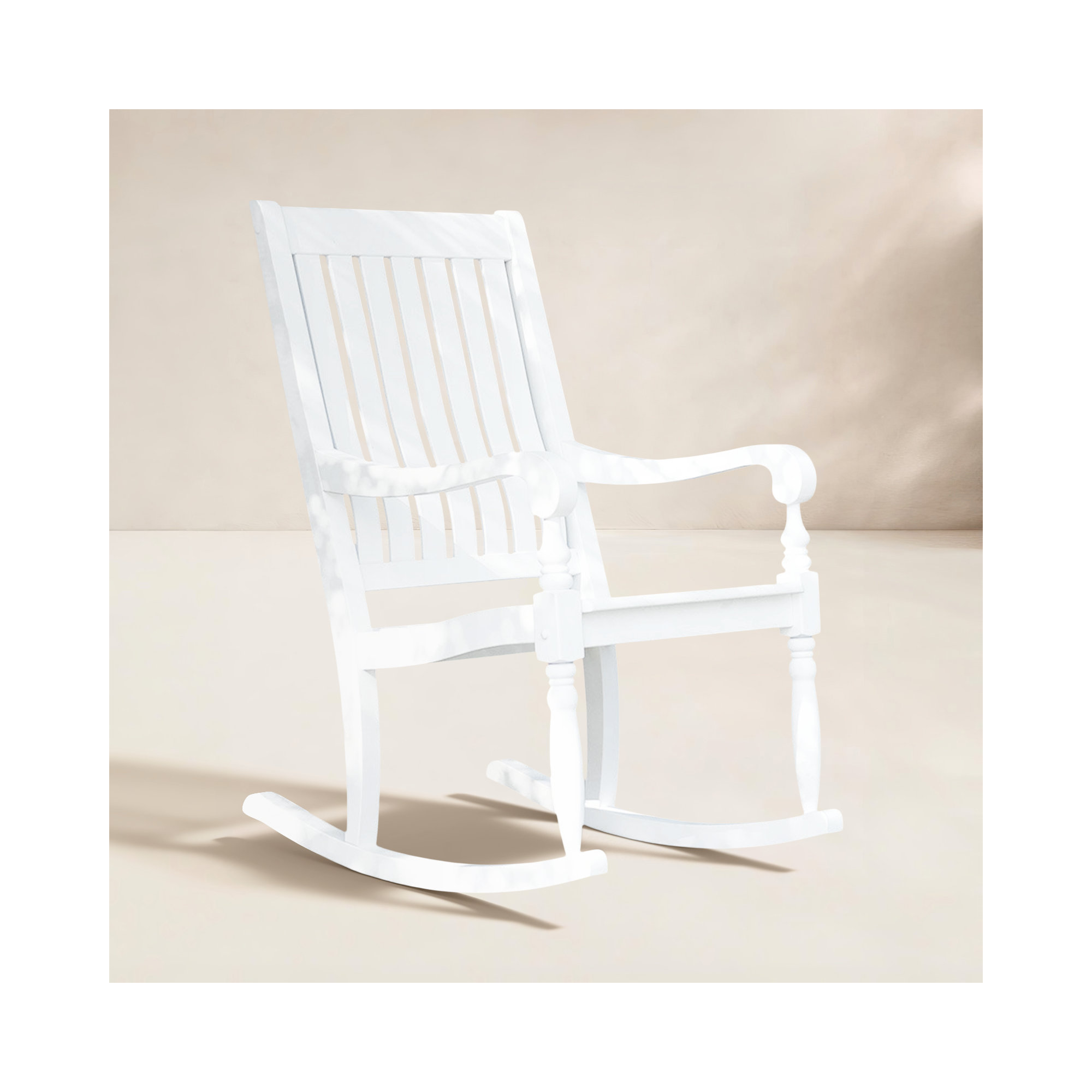 Oisin Solid Wood Outdoor Rocking Chair, White