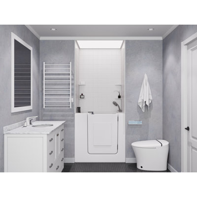 Tub'n Wall Series 26" x 39" Right Drain Air Jetted Bathtub in White with 4 in. Tile Shower Wall Kit