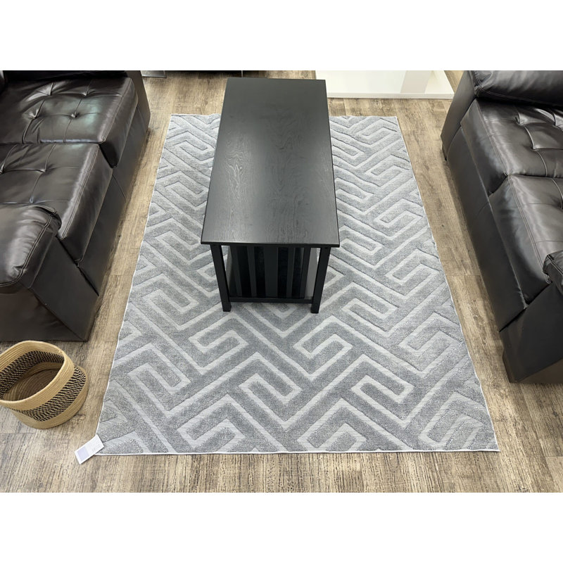 Nyeim Machine Washable Living Room Rug Design 7777 - Grey, 5X8 (5'2"X7'5")