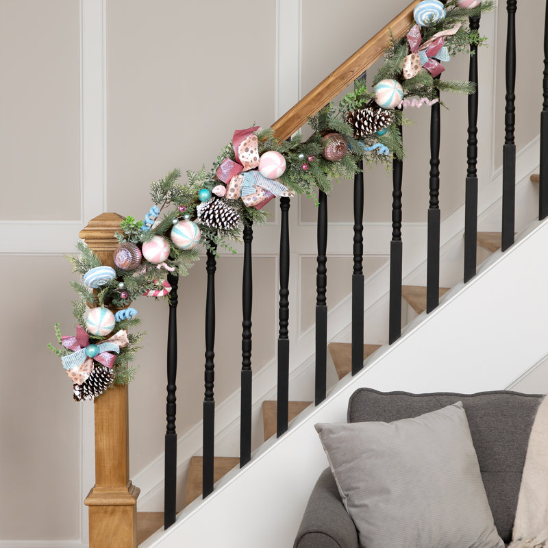 Pastel Bows And Ornaments Artificial Christmas Garland - 6' X 7" - Unlit