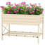 Lit de jardin surélevé avec structure en acier galvanisé, tablette de rangement et doublure de lit, jardinière surélevée avec pieds pour légumes, fleurs, herbes