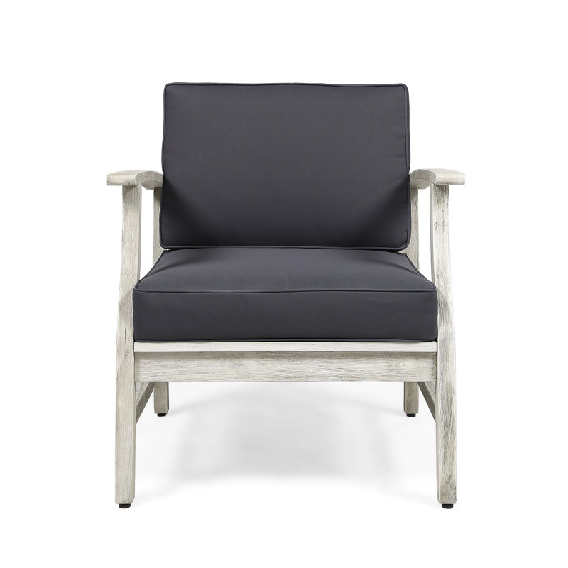 Club Chair, Produced With Tough Wood And Slat Appearance Patio Chair In , Comprised Of Feature, Gray, Dark Gray