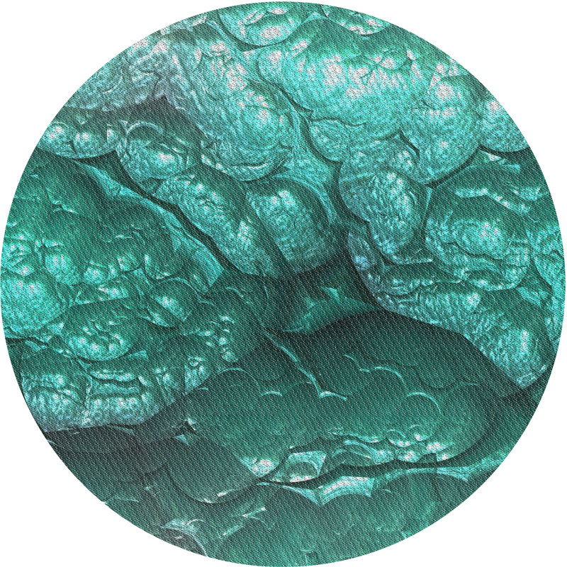 Tapis de zone verte à motifs aqua, Rond 5 pi