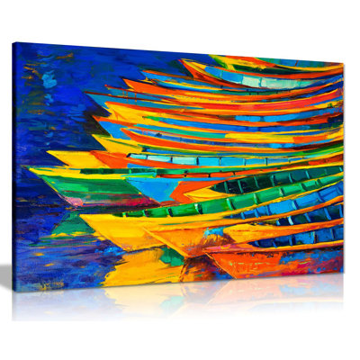 Impressionism Boats Sea - Wrapped Canvas Print