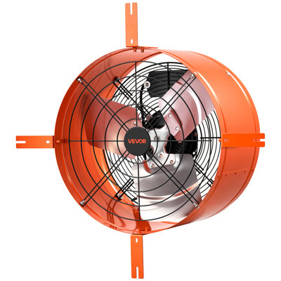 Gable Mount Fan, 16 in Attic Vent Exhaust Fan 1945 CFM Thermostat, Cooling and Ventilation for Home, Garage, Warehouse, Workshop, Carbon Steel Housing with Mounting Brackets & Hardware, Orange