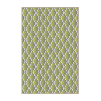 Tapis géométrique vert / blanc