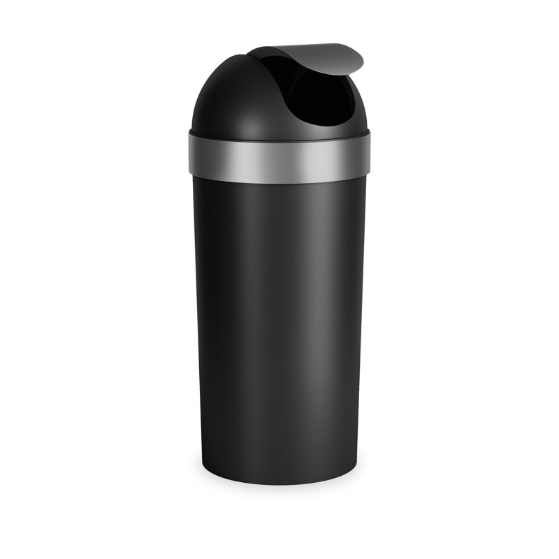 Umbra Black and Silver 16-Gallon Swing-Top Trash Can