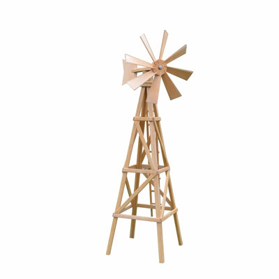  Farm Style Windmill, Natural Stain