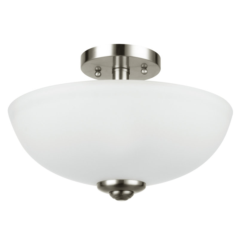 Plafonnier semi-encastré 2 lumières 12,99 po Malysia, Nickel brossé