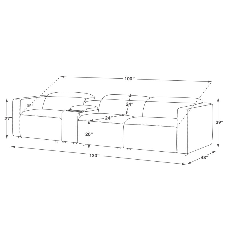 130'' Wide Wall-hugger Upholstered Power Reclining Sofa