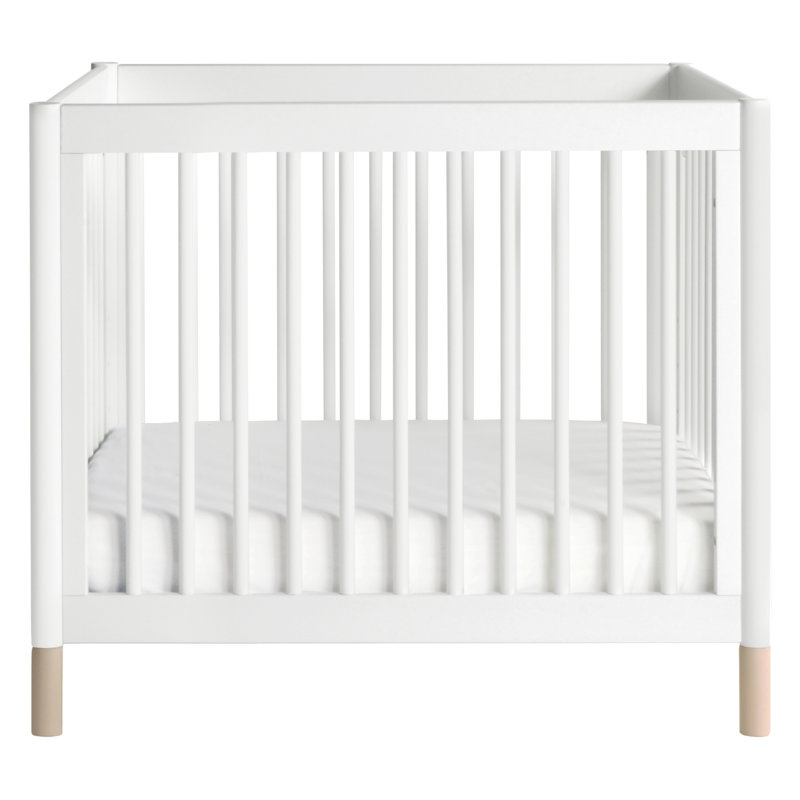 White and Washed Natural 4-in-1 Convertible Mini Crib