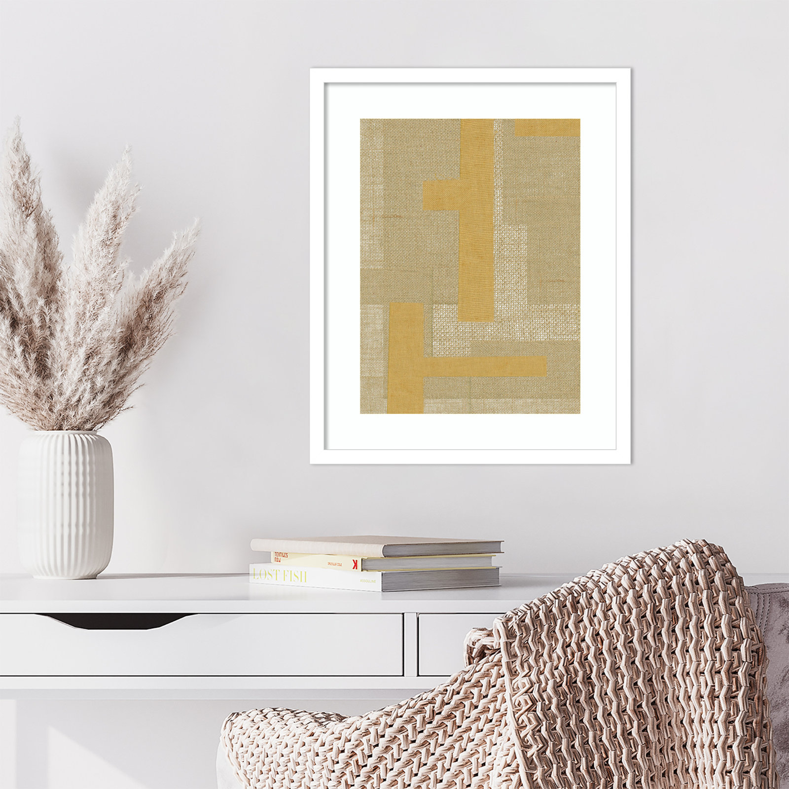 Fabric Pattern Collage No. 4 Print, White, 21" H x 17" W