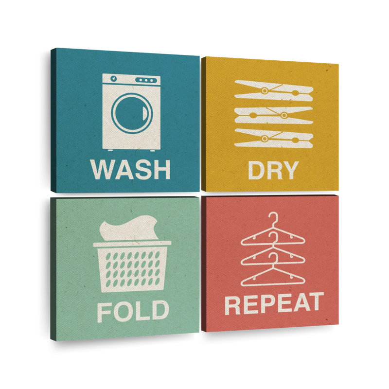 " Laundry Steps " by HomeyNotes Studio 4 - Pieces, 32" H x 32" W