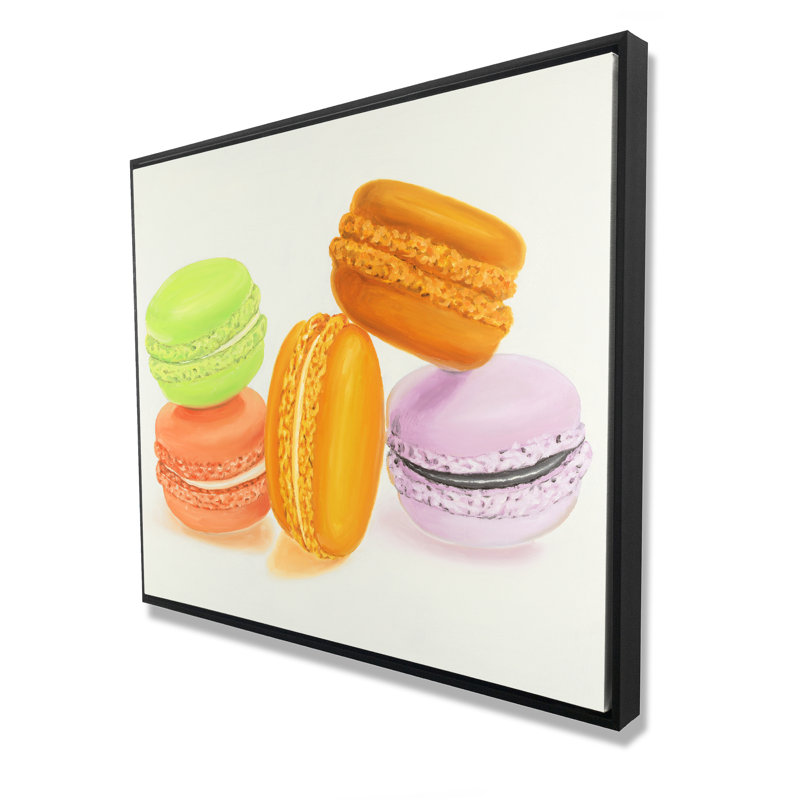 Small bites of macaroons - Coral Kitchen framed canvas decor