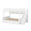 Lit superposé avec lit gigogne et escalier, lit superposé en bois massif avec tablettes de rangement, escalier et lumières DEL-460199397