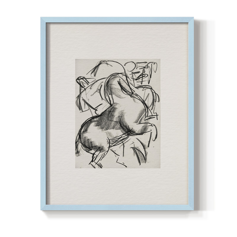 Reproduction encadrée rétro XCVI - bois massif, H 15 po x l 12 po, Bleu