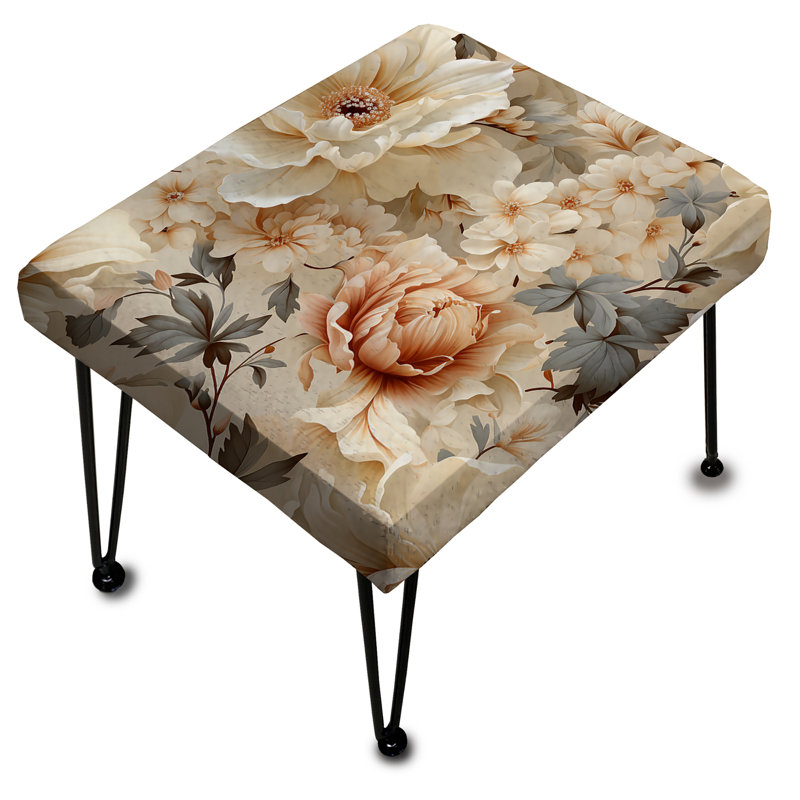Ethereal Rococo Flourish Victorian Pattern - Floral Rectangle Ottoman