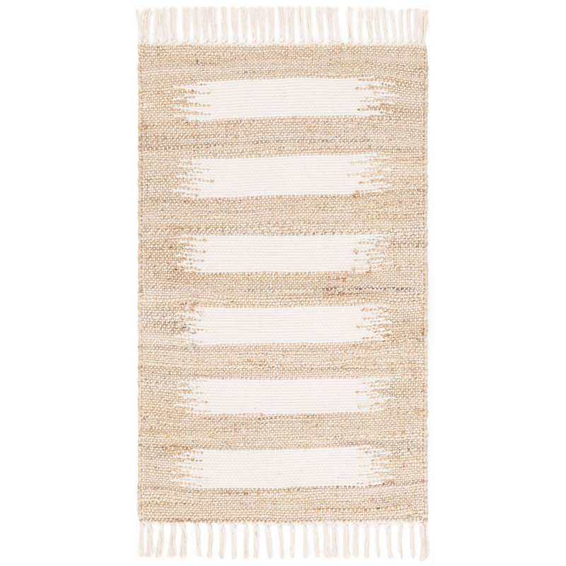 Natural Fiber 124 Hand Woven 70% Jute; 30% Cotton Abstract Rug, Rectangle 3' x 5'