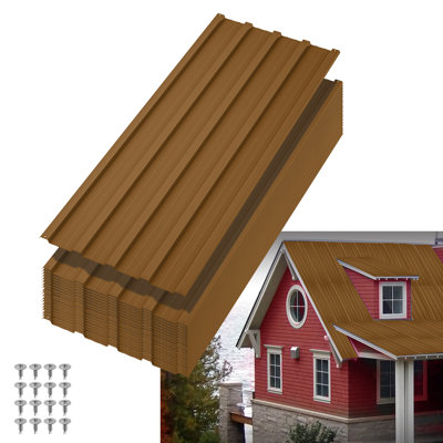 Corrugated Galvanized Steel Roofing Sheets, Pack of 20, 110x50cm Heavy Duty Metal Roof Panels for Garden Shed, Bike Shed, Bin Store, Outdoor Storage & Farm Building Roof Siding