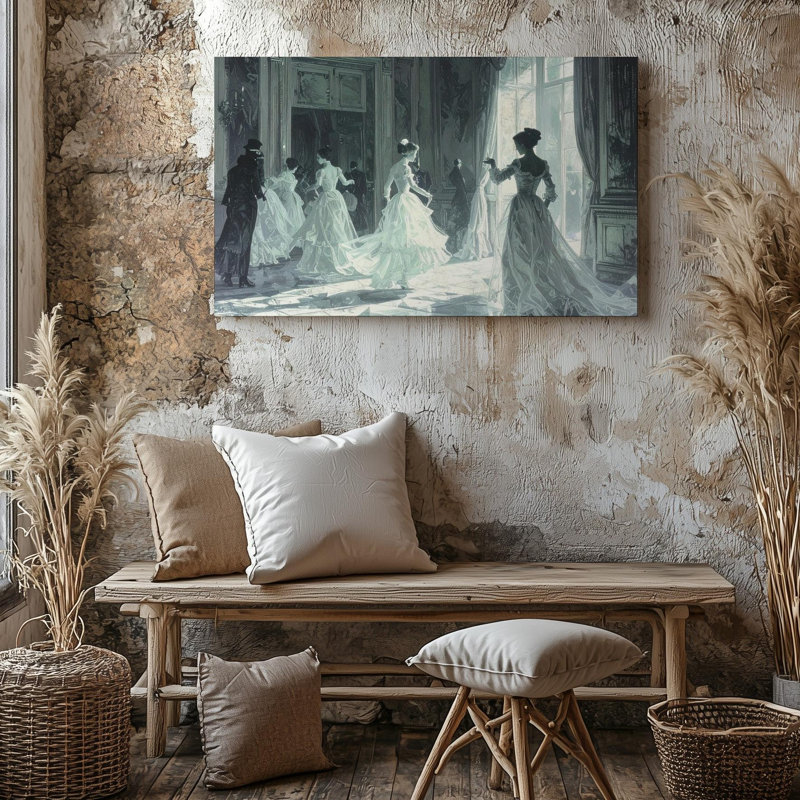 Ghostly Ballroom Haunted Victorian Dance In Mirrorlight Wall Art Canvas Ready To Hang Gallery, H 20 po x l 30 po