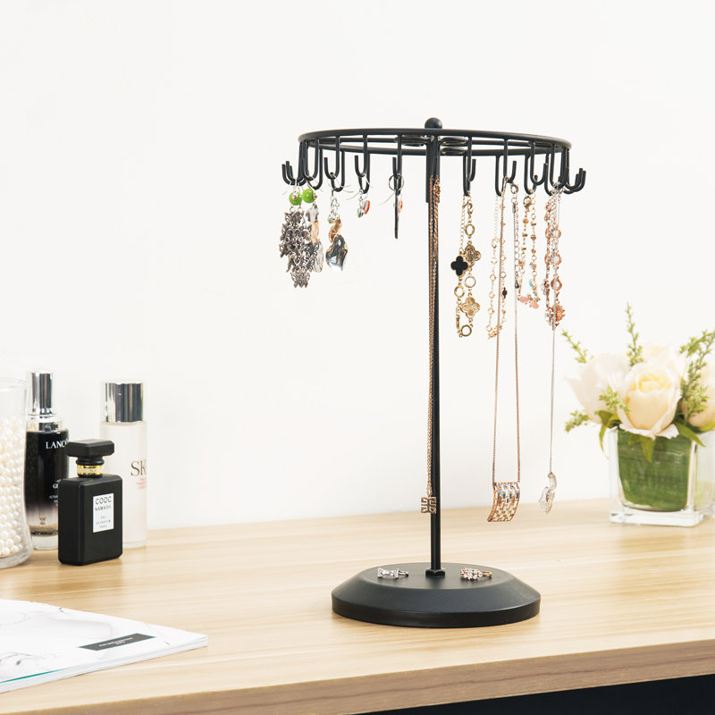 24 Hook Rotating Necklace Jewellery Stand, Black