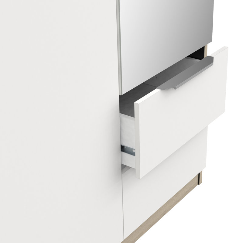 Nikkolaus 3 Door Manufactured Wood Wardrobe, Brown/White