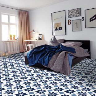 Fes Blue Sheet Vinyl Flooring. 2 Metre Wide Roll.