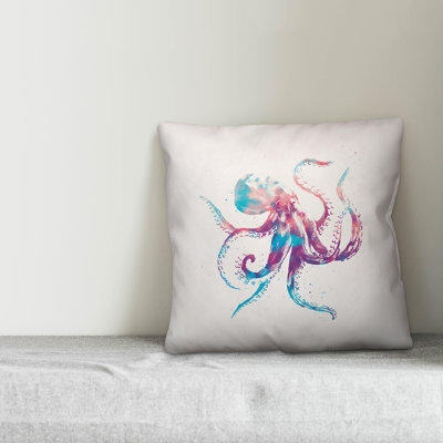  Rainbow Octopus Throw Pillow