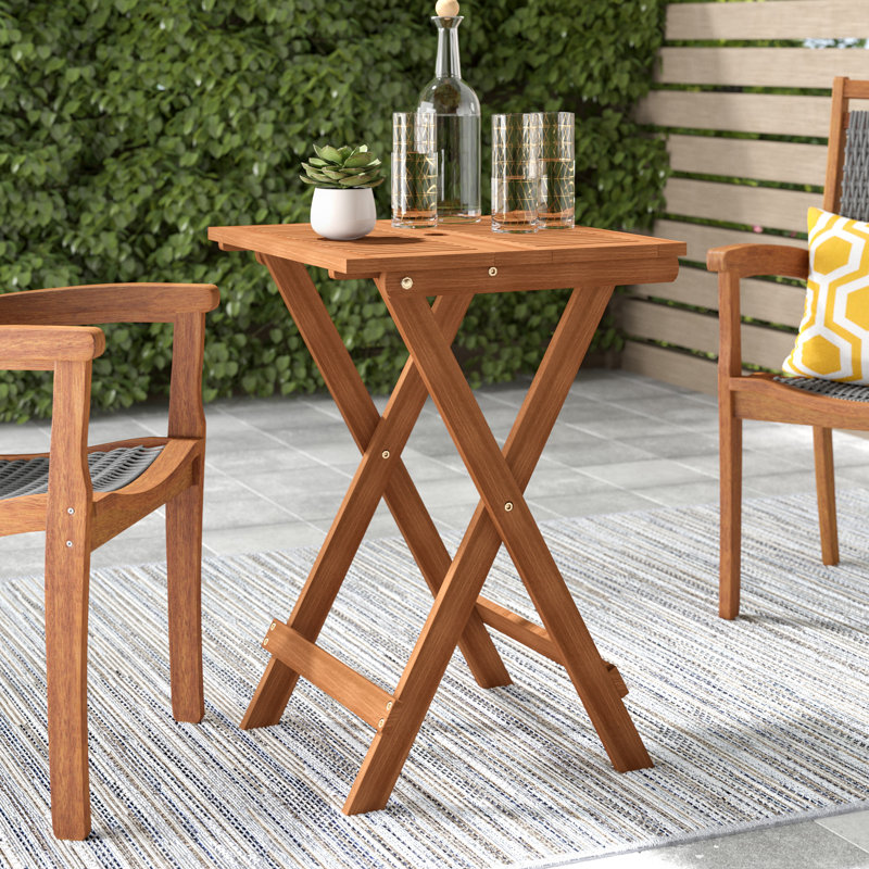 Square Solid Wood Outdoor with Umbrella Hole Bistro Table - 51.1 cm W 51.1 cm D