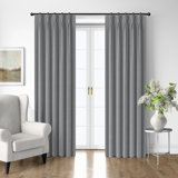 Shay Solid Gray Cotton Pinch Pleat Drapery Panel Set of 2