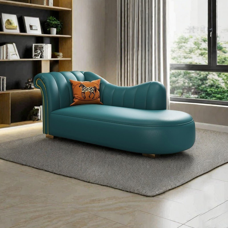 Chaise longue en bois massif de style simple, Orienté à gauche (vu de face), Vert
