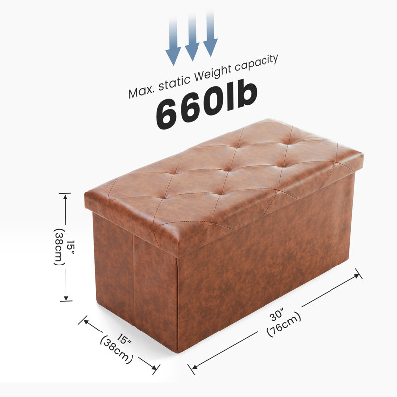 Banc de rangement pliable, Brun, Brun