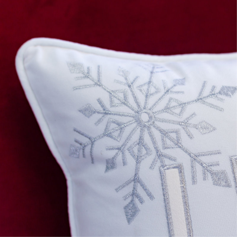 Coussin en velours ivoire avec insert Nneka Let It Snow 14 x 20, Ivoire blanc