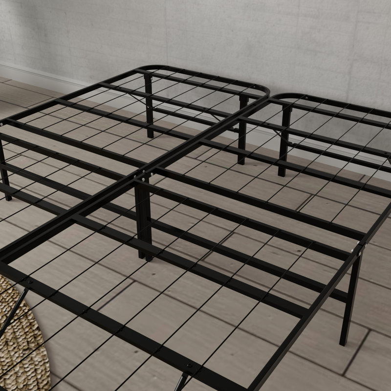 Base de lit en acier très grand noir très résistant, surélevé de 14 pouces, idéal pour tous les types de matelas faits de conception, d'installation d'outils, de rangement sous le lit