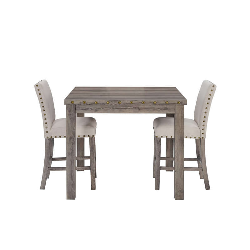Ensemble de table de salle à manger de ferme 3 pièces, ensemble de coin-repas à hauteur de comptoir pour 2