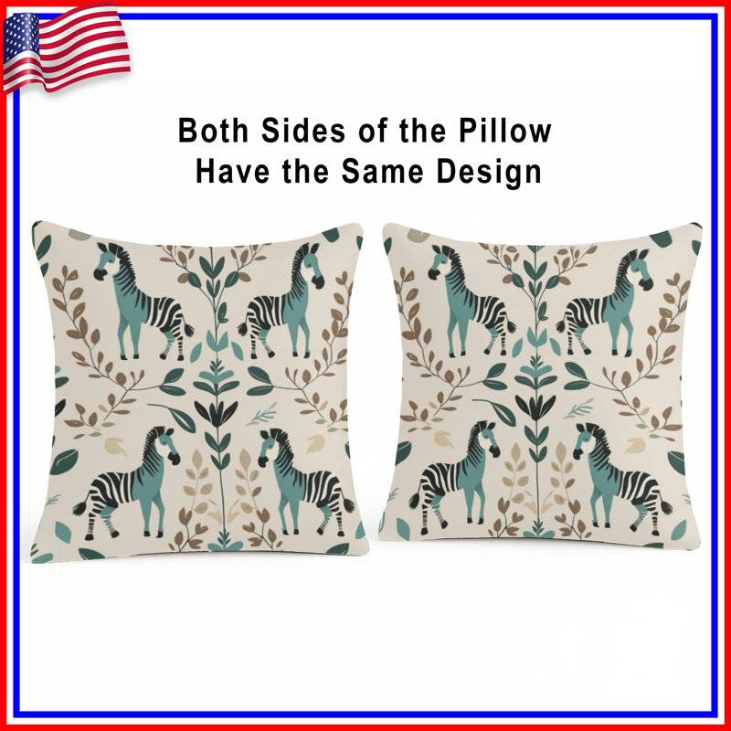Coussins décoratifs à motif de feuilles zébrées, 18 po x 18 po