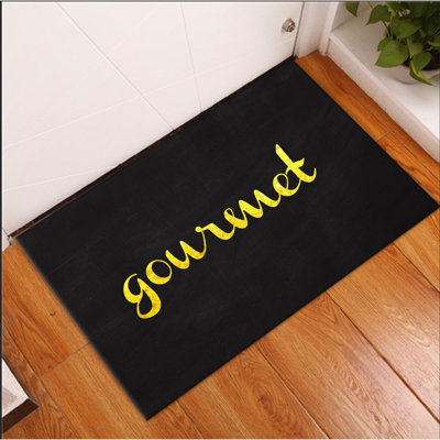 Tapis noir / jaune en polyester tissé à la machine 1 pi 8 po x 2 pi 7 po Eefke