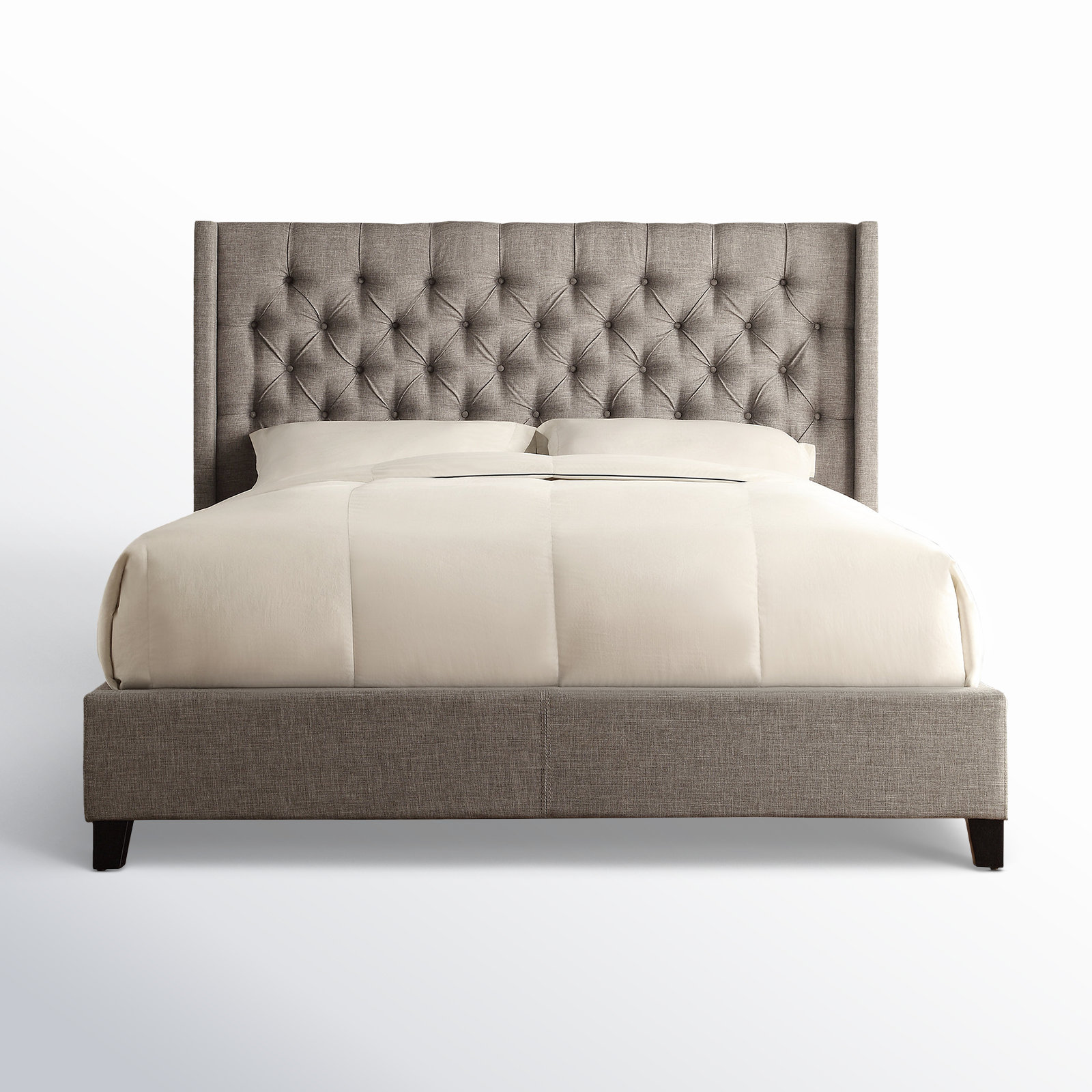 Kaster Linen Upholstered Wingback Bed, Full/Double, Pewter Grey Linen
